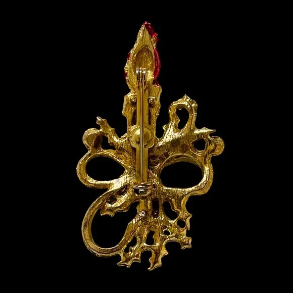 Vintage Christmas Candle Brooch - Picture 2 of 2